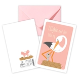 Tillykke rosa, dobbeltkort m/kuvert
