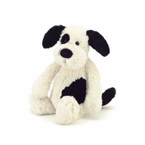 Bashful hund, sort/creme lille 18 cm