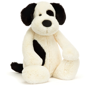 Bashful hund, sort/creme virkelig stor 67 cm