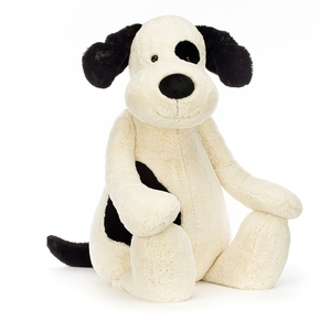 Bashful hund, sort/creme gigant 108 cm